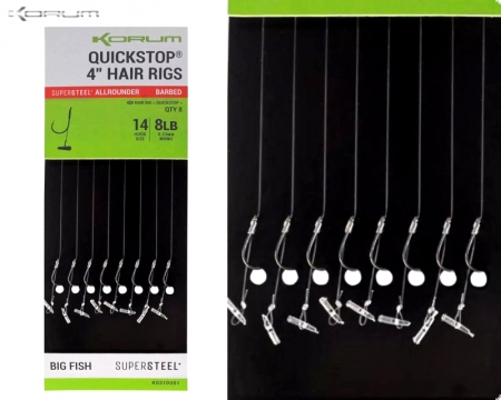 Korum Quickstopp Hairrigs Barbed 10cm Big Fish