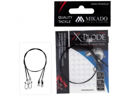 Mikado Stahlvorfach - Wirbel+Safety Snap 25cm 10kg Schwarz